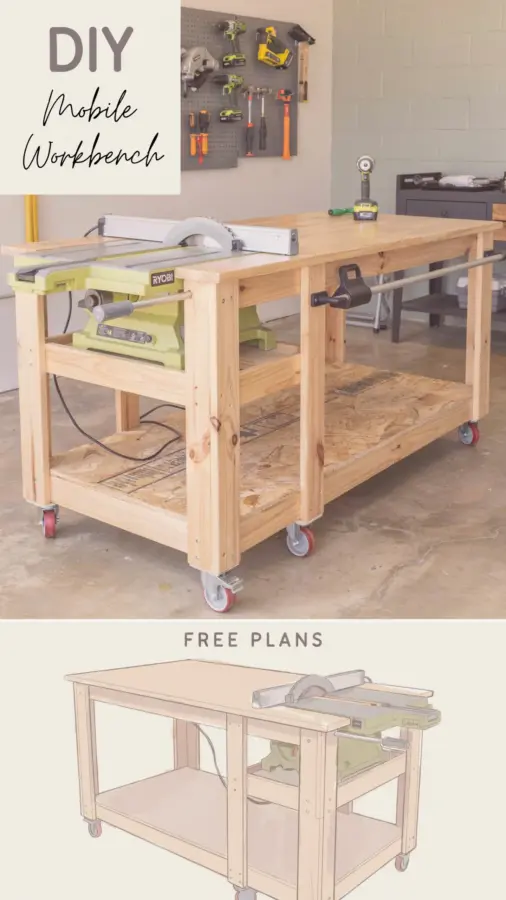 Mobile Workbench Build | Table Saw Workbench DIY with Plans | Bitterroot