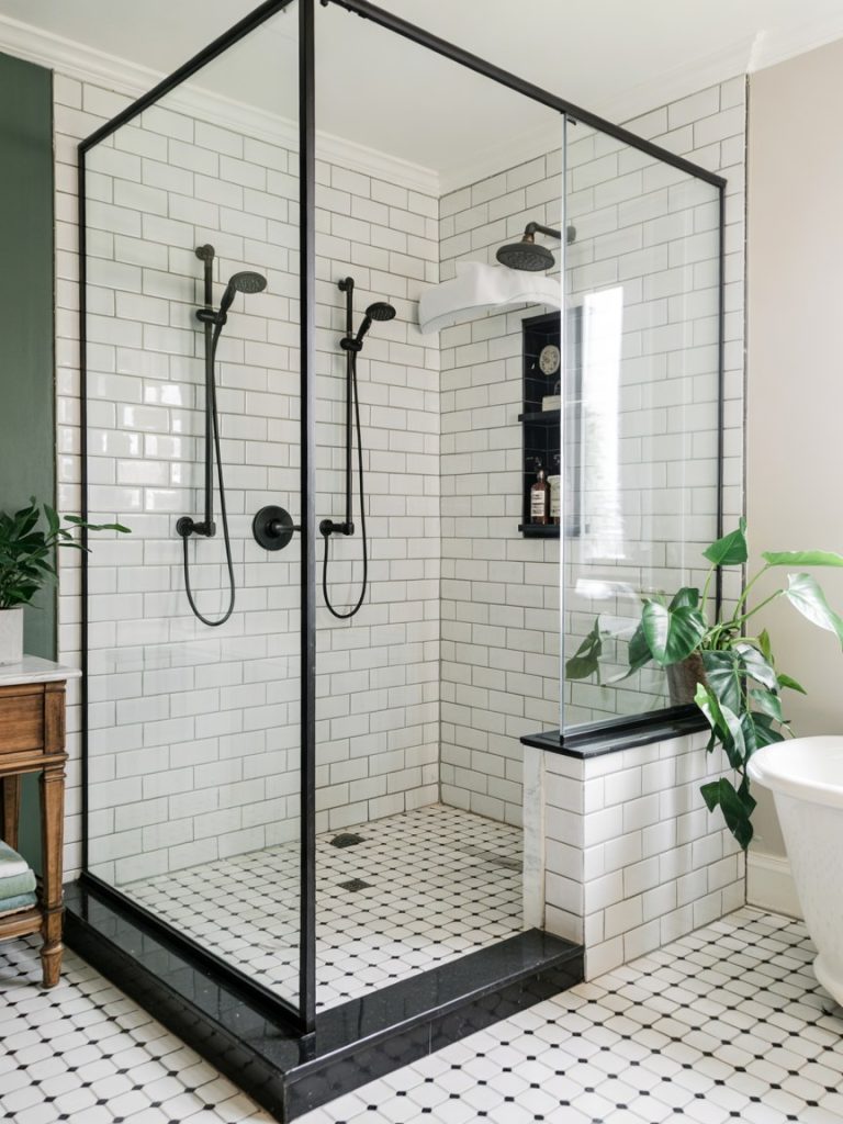 Modern Black Framed Shower Enclosure: Contemporary Bathroom Design Ideas