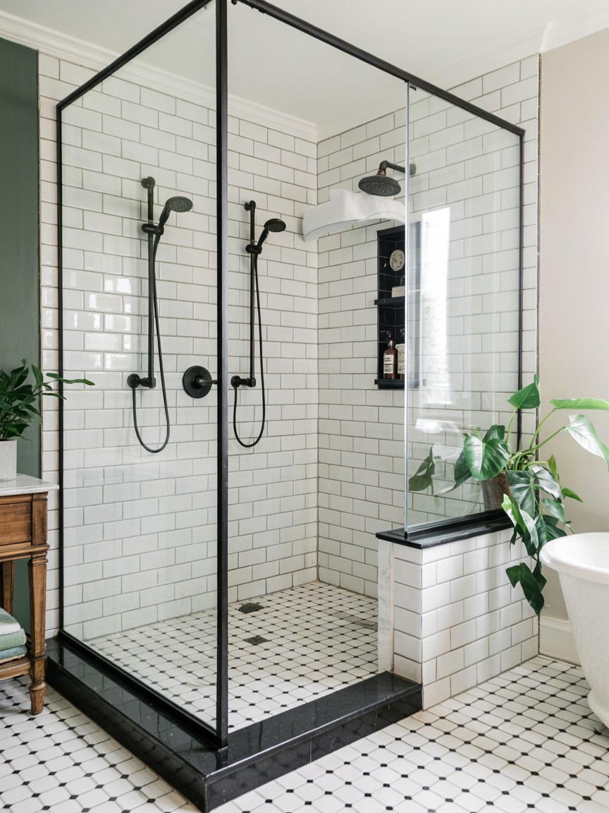 Modern Black Framed Shower Enclosure: Contemporary Bathroom Design Ideas