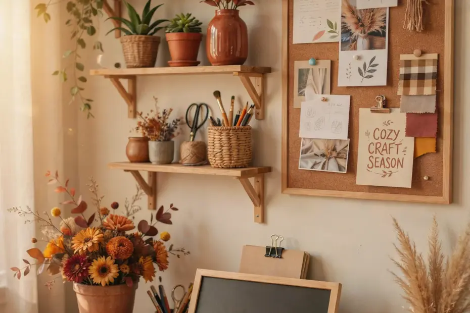 DIY Scandinavian Home Office Decor | Handmade Wood Shelves & Plants