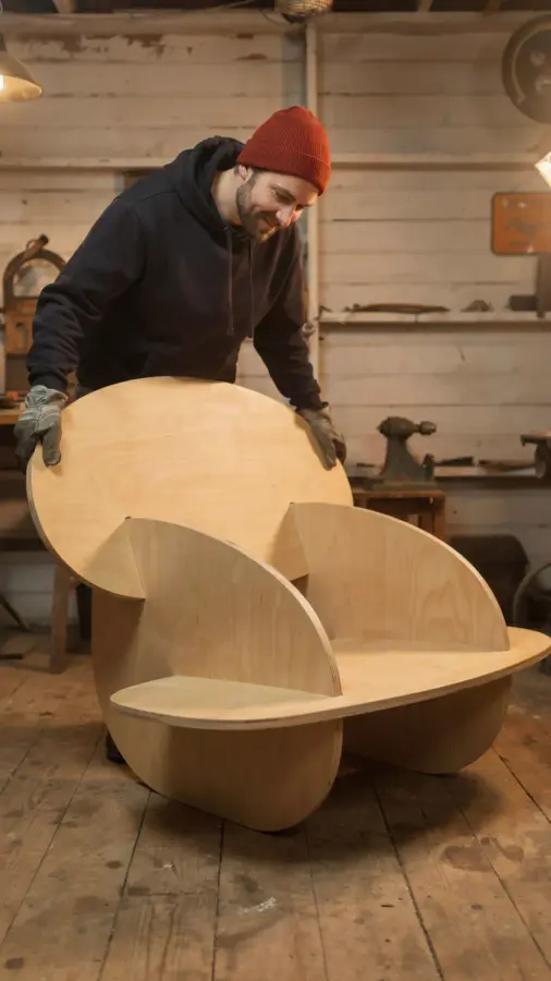 Oval Rocker Plywood Chair | Easy Beginner Woodworking Project | DIY Rocking Chair Plans