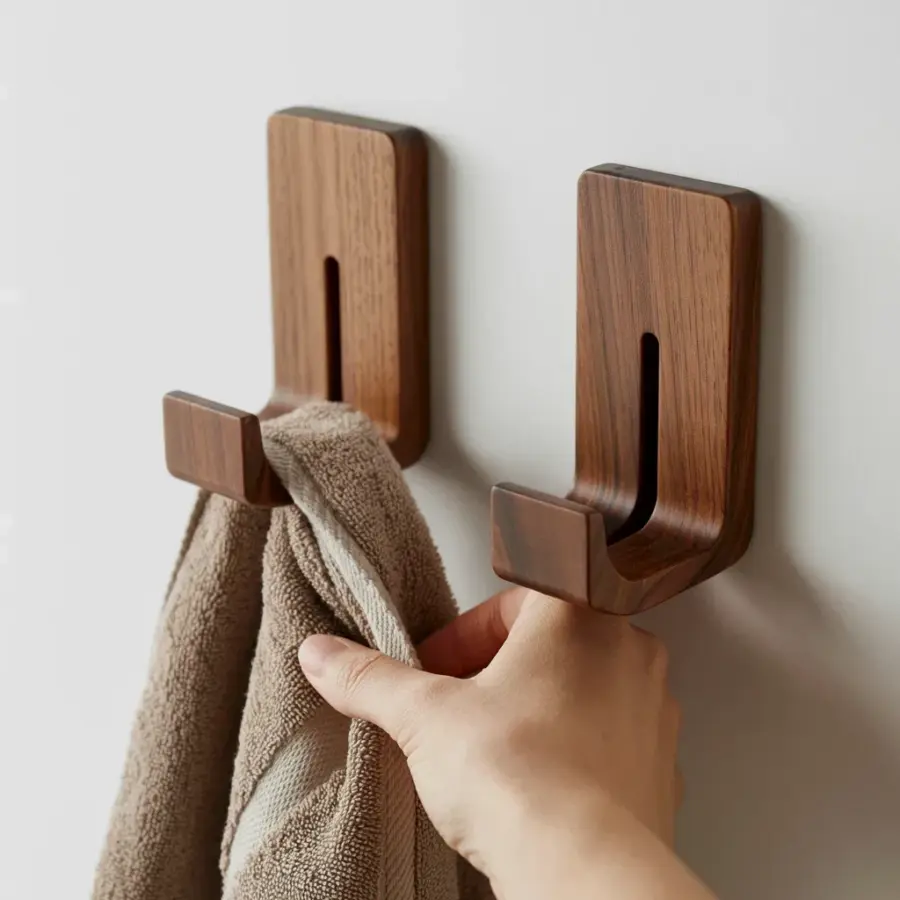 Marble Slide Towel Holders - Handcrafted Walnut & Beechwood DIY Decor