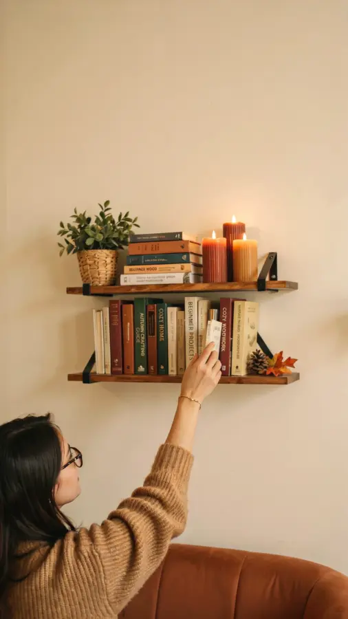 DIY Hanging Bookshelf | Beginner Woodworking Project | Simple Elastic Fabric Shelf