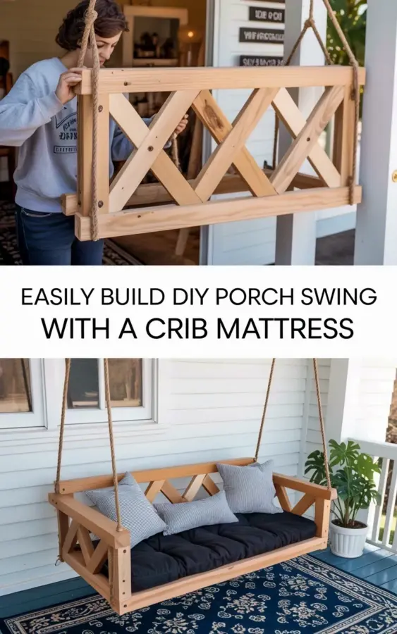 DIY Porch Swing with Crib Mattress - Easy X-Frame Build