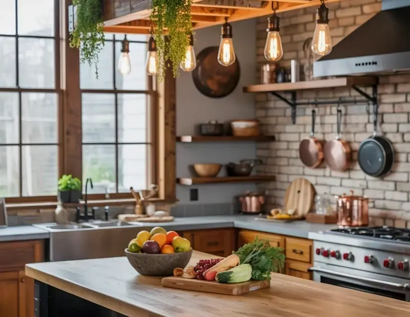 Avoid This Farmhouse Kitchen Island Lighting Mistake - Wood Planter Fixture